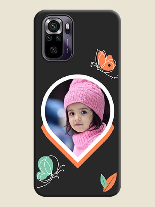 Custom Upload Pic With Simple Butterly Design On Space Black Personalized Soft Matte Phone Covers -Xiaomi Redmi Note 10S