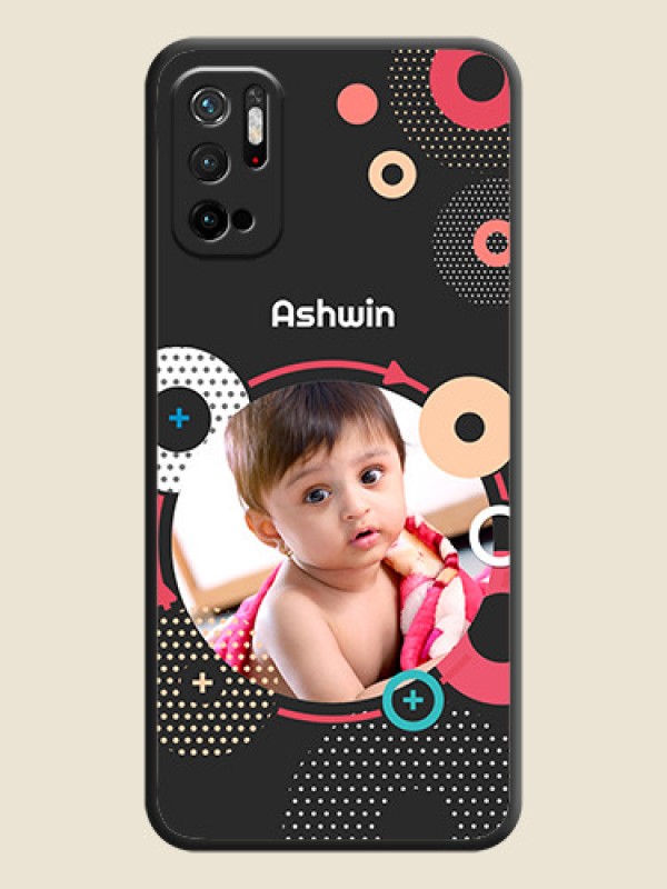 Custom Multicoloured Round Image on Personalised Space Black Soft Matte Cases - Redmi Note 10T 5G