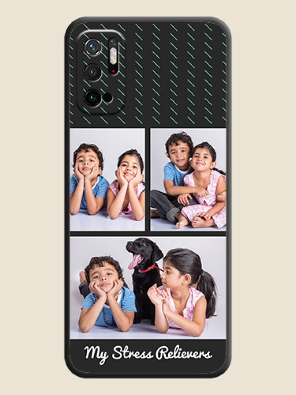 Custom Cross Dotted Pattern with 2 Image Holder  on Personalised Space Black Soft Matte Cases - Redmi Note 10T 5G