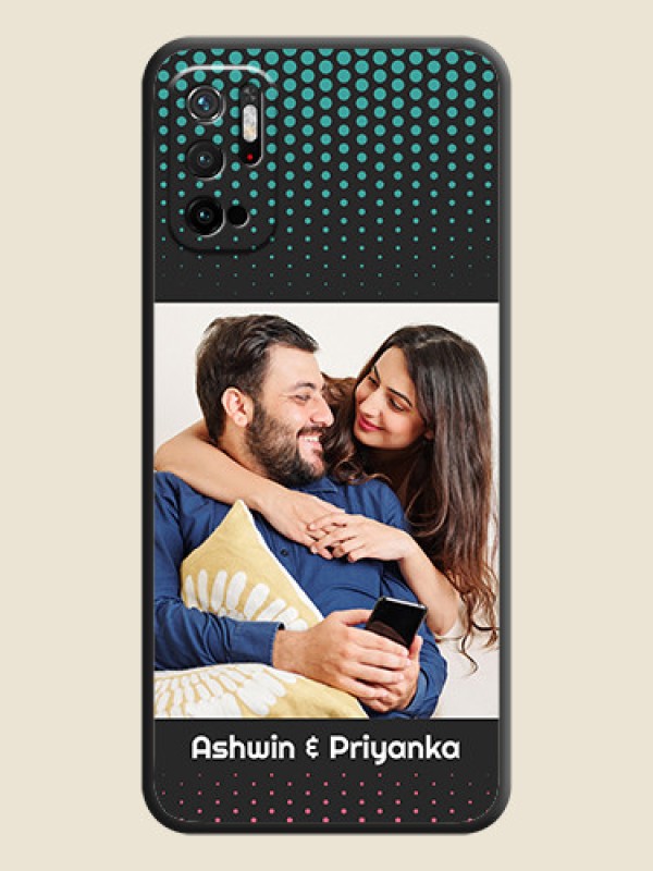 Custom Faded Dots with Grunge Photo Frame and Text on Space Black Custom Soft Matte Phone Cases - Redmi Note 10T 5G