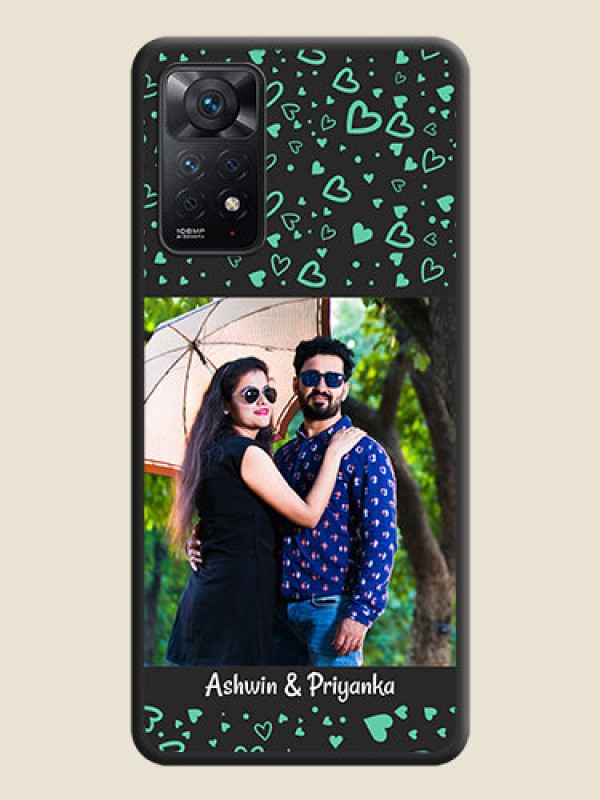 Custom Sea Green Indefinite Love Pattern on Photo on Space Black Soft Matte Mobile Cover - Redmi Note 11 Pro 5G
