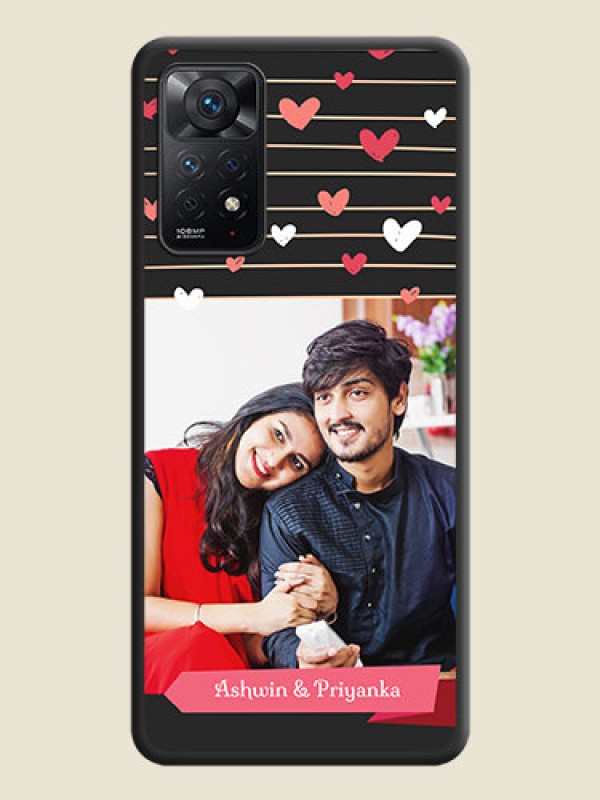 Custom Love Pattern with Name on Pink Ribbon  on Photo on Space Black Soft Matte Back Cover - Redmi Note 11 Pro 5G