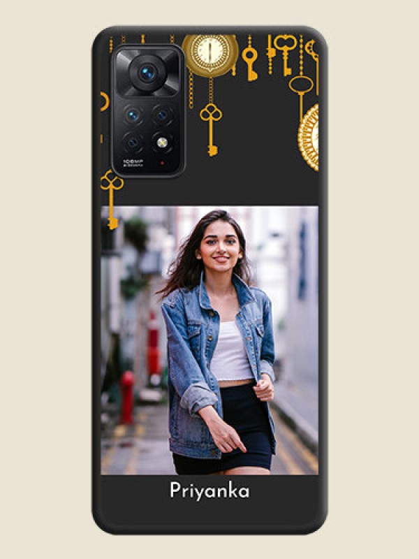 Custom Decorative Design with Text on Space Black Custom Soft Matte Back Cover - Redmi Note 11 Pro 5G