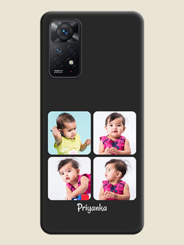 Custom Floral Art with 6 Image Holder on Photo on Space Black Soft Matte Mobile Case - Redmi Note 11 Pro 5G