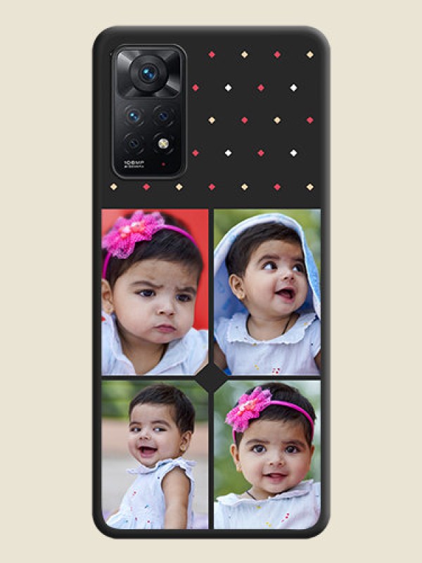 Custom Multicolor Dotted Pattern with 4 Image Holder on Space Black Custom Soft Matte Phone Cases - Redmi Note 11 Pro 5G