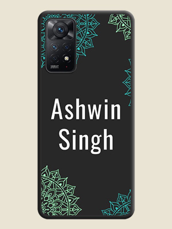 Custom Your Name with Floral Design on Space Black Custom Soft Matte Back Cover - Redmi Note 11 Pro 5G