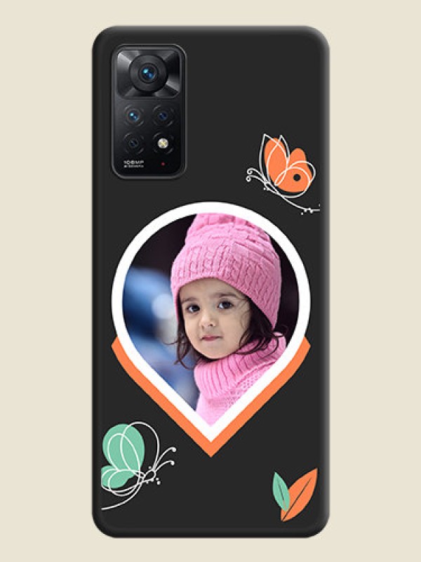 Custom Upload Pic With Simple Butterly Design On Space Black Personalized Soft Matte Phone Covers -Xiaomi Redmi Note 11 Pro 5G