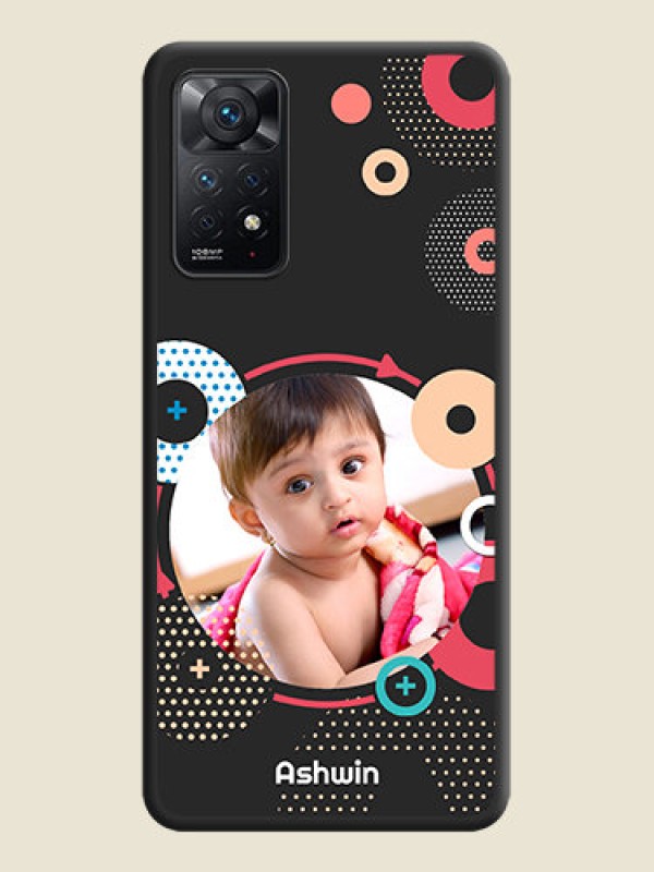 Custom Multicoloured Round Image on Personalised Space Black Soft Matte Cases - Redmi Note 11 Pro Plus 5G