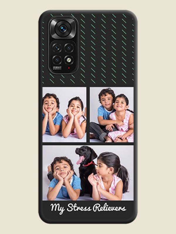 Custom Cross Dotted Pattern with 2 Image Holder  on Personalised Space Black Soft Matte Cases - Redmi Note 11