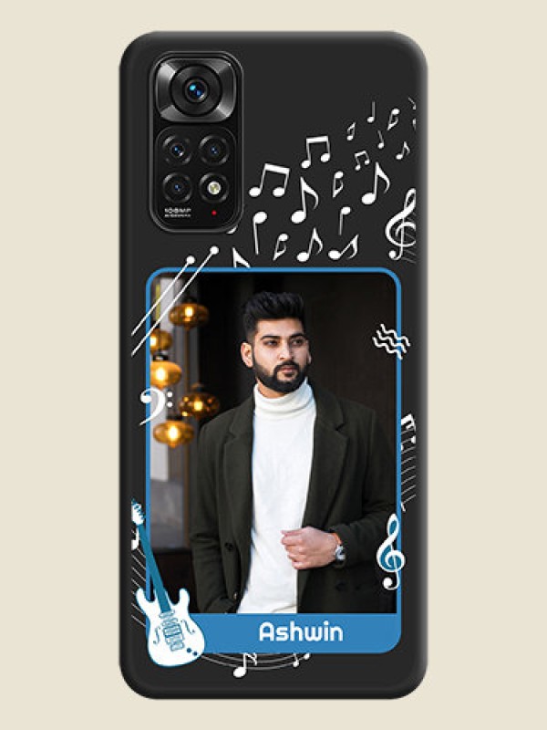 Custom Musical Theme Design with Text on Photo on Space Black Soft Matte Mobile Case - Redmi Note 11s