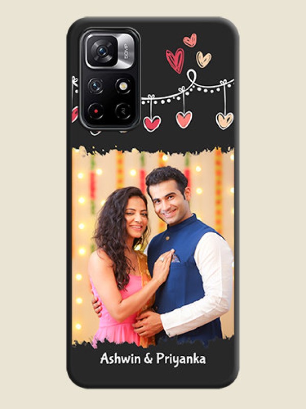 Custom Pink Love Hangings with Name on Space Black Custom Soft Matte Phone Cases - Redmi Note 11T 5G