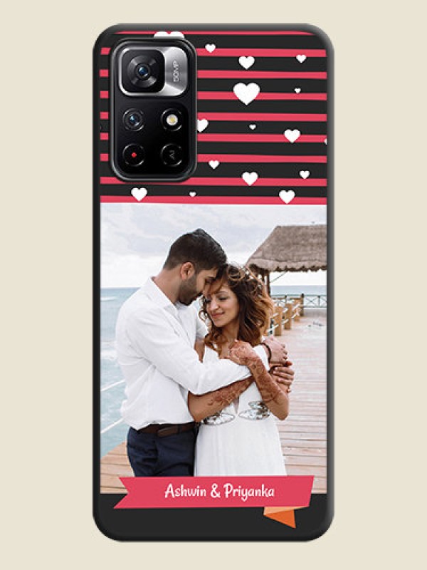 Custom White Color Love Symbols with Pink Lines Pattern on Space Black Custom Soft Matte Phone Cases - Redmi Note 11T 5G