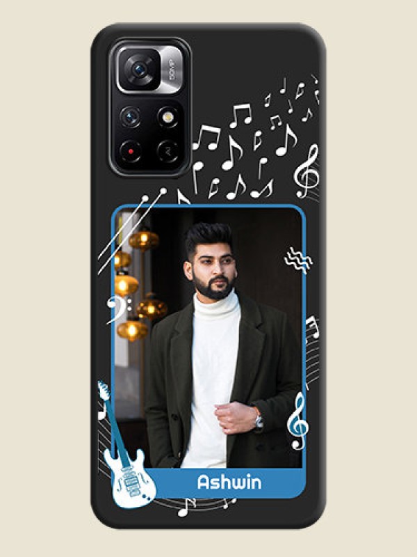 Custom Musical Theme Design with Text on Photo on Space Black Soft Matte Mobile Case - Redmi Note 11T 5G