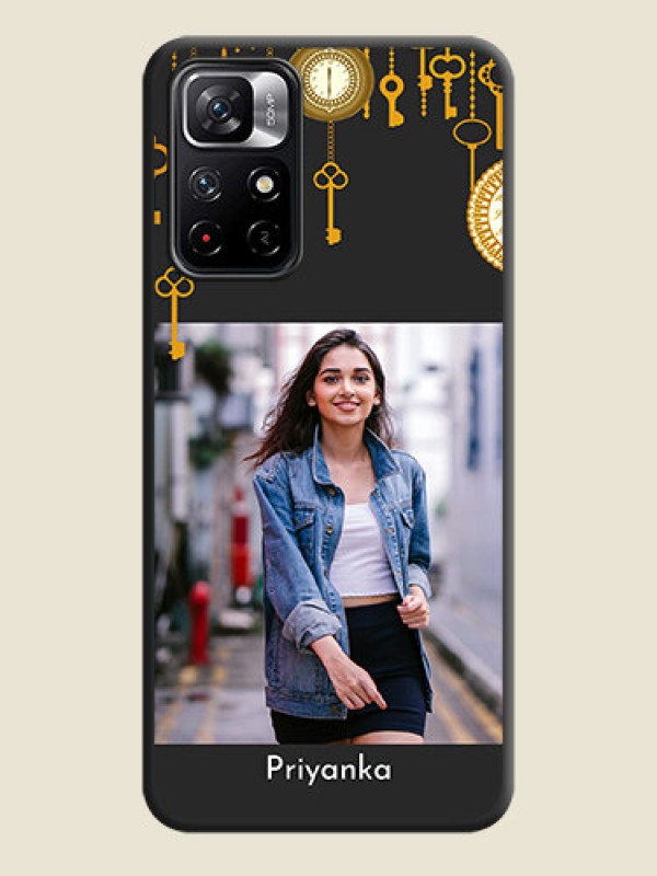 Custom Decorative Design with Text on Space Black Custom Soft Matte Back Cover - Redmi Note 11T 5G