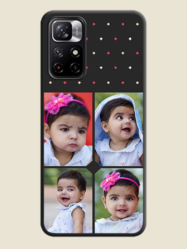 Custom Multicolor Dotted Pattern with 4 Image Holder on Space Black Custom Soft Matte Phone Cases - Redmi Note 11T 5G