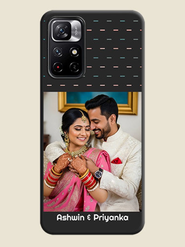 Custom Line Pattern Design with Text on Space Black Custom Soft Matte Phone Back Cover - Redmi Note 11T 5G