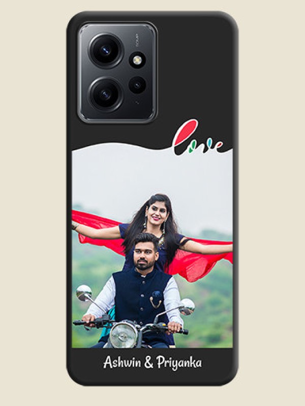 Custom Fall in Love Pattern with Picture on Photo On Space Black Custom Soft Matte Mobile Back Cover - Redmi Note 12 4G