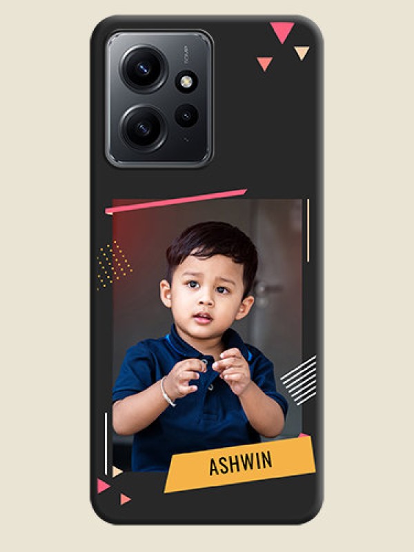 Custom Photo Frame with Triangle Small Dots on Photo On Space Black Custom Soft Matte Mobile Back Cover - Redmi Note 12 4G