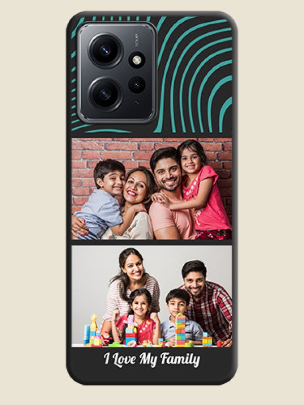 Custom Wave Pattern with 2 Image Holder On Space Black Custom Soft Matte Mobile Back Cover - Redmi Note 12 4G