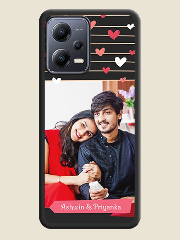 Custom Love Pattern with Name on Pink Ribbon  on Photo on Space Black Soft Matte Back Cover - Xiaomi Redmi Note 12 5G