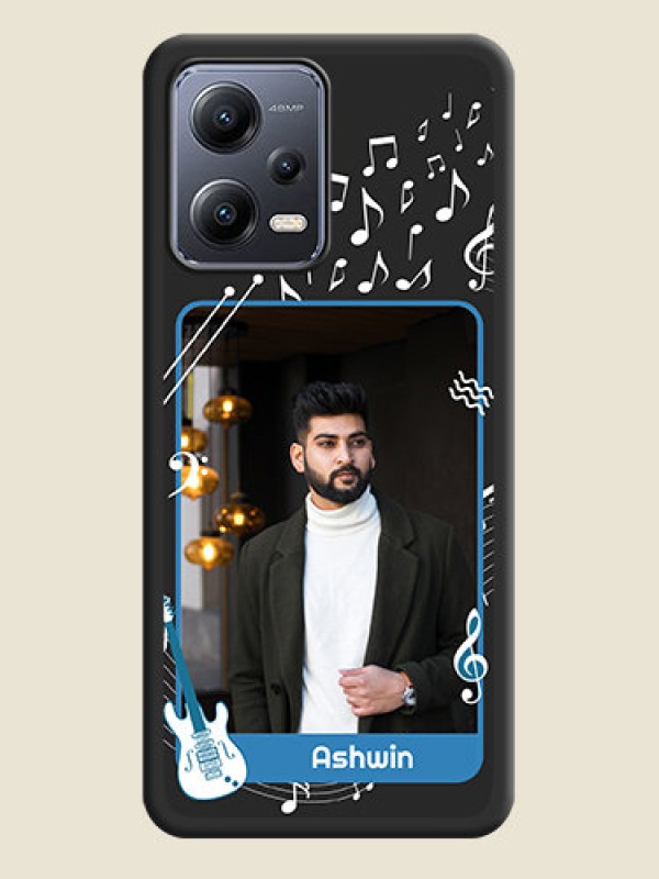 Custom Musical Theme Design with Text on Photo on Space Black Soft Matte Mobile Case - Xiaomi Redmi Note 12 5G