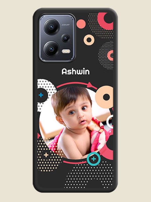 Custom Multicoloured Round Image on Personalised Space Black Soft Matte Cases - Xiaomi Redmi Note 12 5G