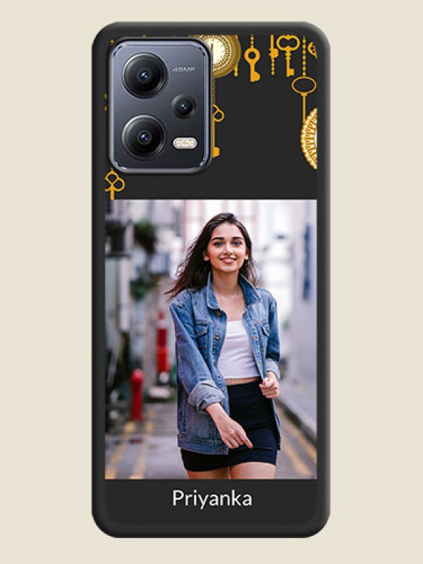Custom Decorative Design with Text on Space Black Custom Soft Matte Back Cover - Xiaomi Redmi Note 12 5G