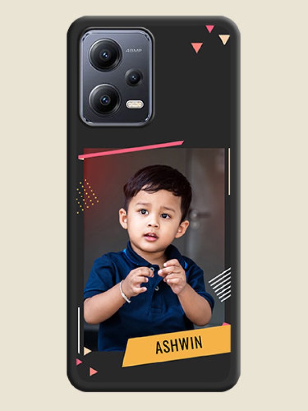 Custom Photo Frame with Triangle Small Dots on Photo on Space Black Soft Matte Back Cover - Xiaomi Redmi Note 12 5G