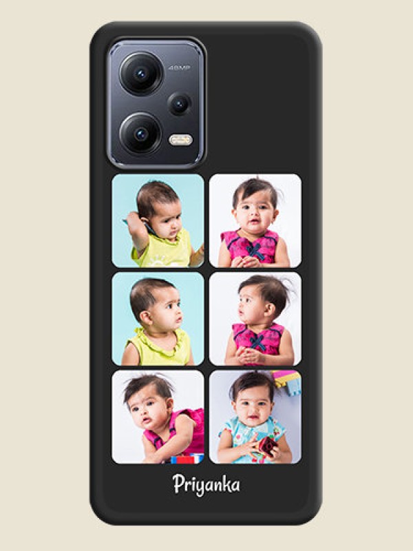Custom Floral Art with 6 Image Holder on Photo on Space Black Soft Matte Mobile Case - Xiaomi Redmi Note 12 5G