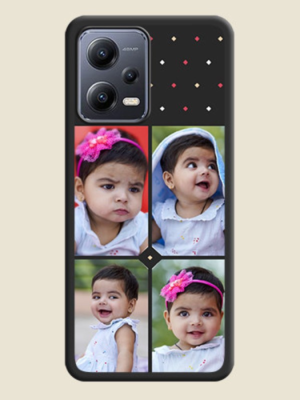 Custom Multicolor Dotted Pattern with 4 Image Holder on Space Black Custom Soft Matte Phone Cases - Xiaomi Redmi Note 12 5G
