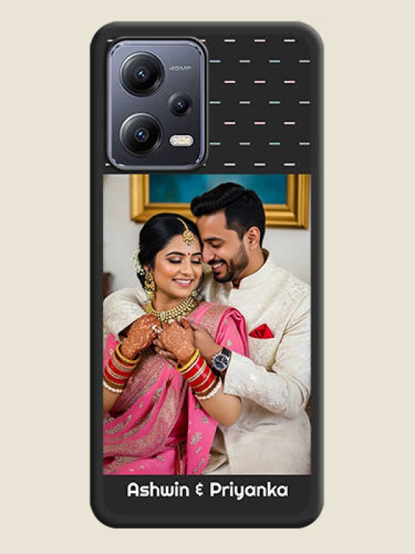 Custom Line Pattern Design with Text on Space Black Custom Soft Matte Phone Back Cover - Xiaomi Redmi Note 12 5G