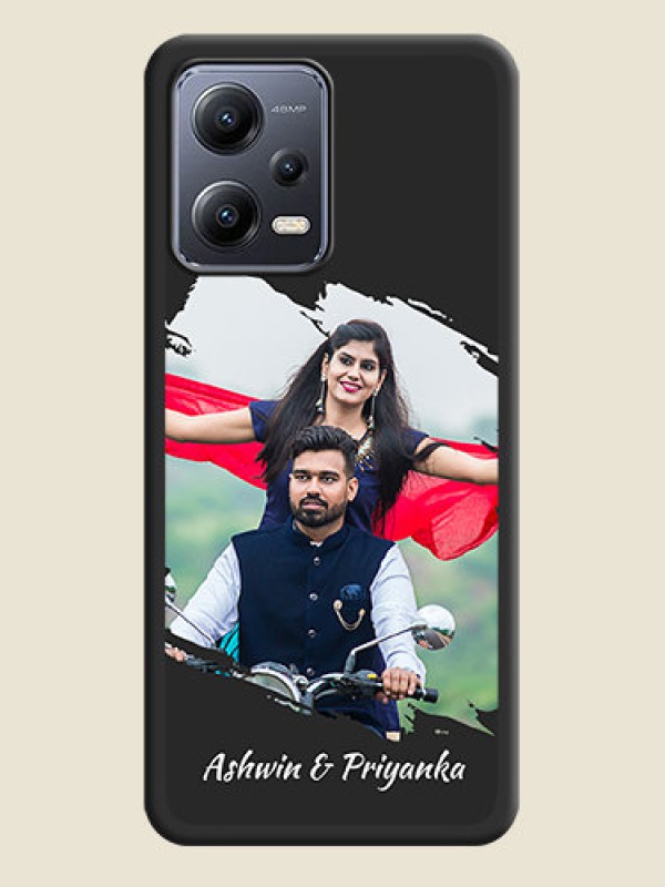 Custom Grunge Brush Strokes on Photo on Space Black Soft Matte Back Cover - Xiaomi Redmi Note 12 5G