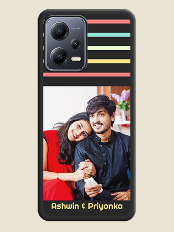 Custom Color Stripes with Photo and Text on Photo on Space Black Soft Matte Mobile Case - Xiaomi Redmi Note 12 5G