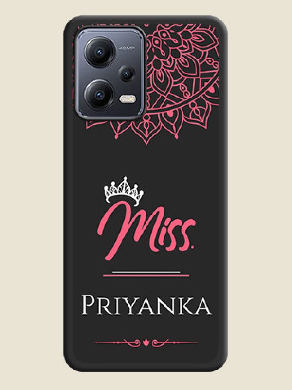 Custom Mrs Name with Floral Design on Space Black Personalized Soft Matte Phone Covers - Xiaomi Redmi Note 12 5G