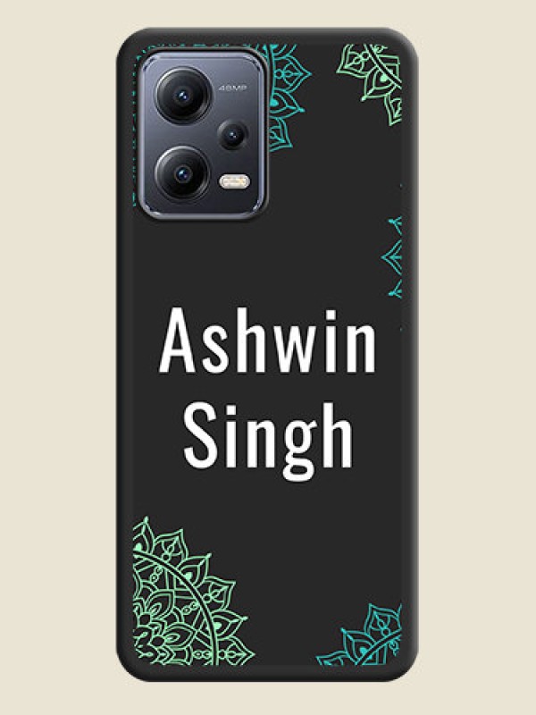Custom Your Name with Floral Design on Space Black Custom Soft Matte Back Cover - Xiaomi Redmi Note 12 5G