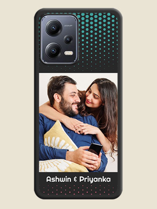 Custom Faded Dots with Grunge Photo Frame and Text on Space Black Custom Soft Matte Phone Cases - Xiaomi Redmi Note 12 5G