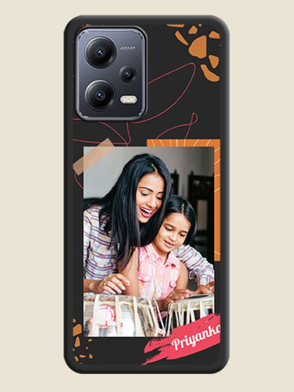Custom Orange Photo Frame on Space Black Custom Soft Matte Phone Back Cover - Xiaomi Redmi Note 12 5G