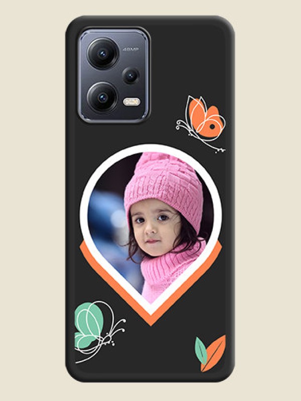 Custom Upload Pic With Simple Butterly Design On Space Black Personalized Soft Matte Phone Covers -Xiaomi Redmi Note 12 5G