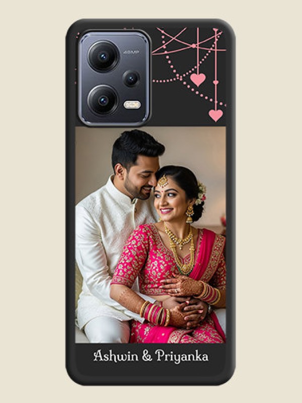 Custom Pink Love Hangings with Text on Space Black Custom Soft Matte Back Cover - Xiaomi Redmi Note 12 Pro 5G