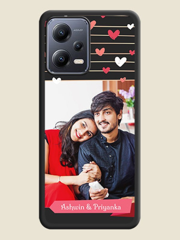 Custom Love Pattern with Name on Pink Ribbon  on Photo on Space Black Soft Matte Back Cover - Xiaomi Redmi Note 12 Pro Plus 5G