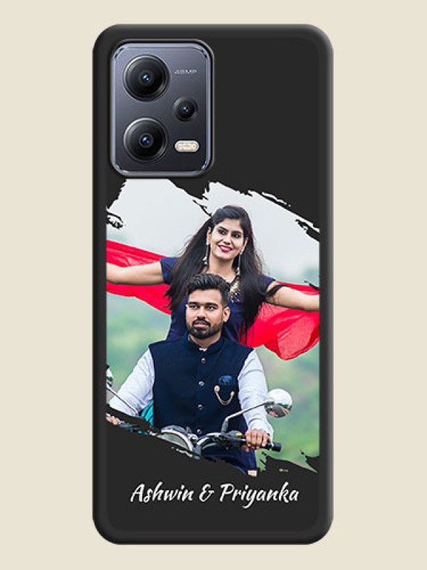 Custom Grunge Brush Strokes on Photo on Space Black Soft Matte Back Cover - Xiaomi Redmi Note 12 Pro Plus 5G