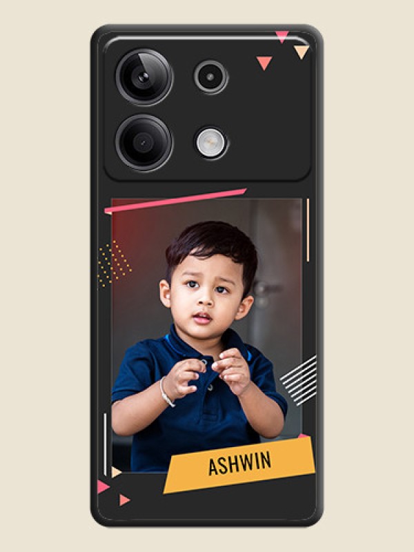 Custom Photo Frame with Triangle Small Dots - Photo on Space Black Soft Matte Back Cover - Redmi Note 13 5G