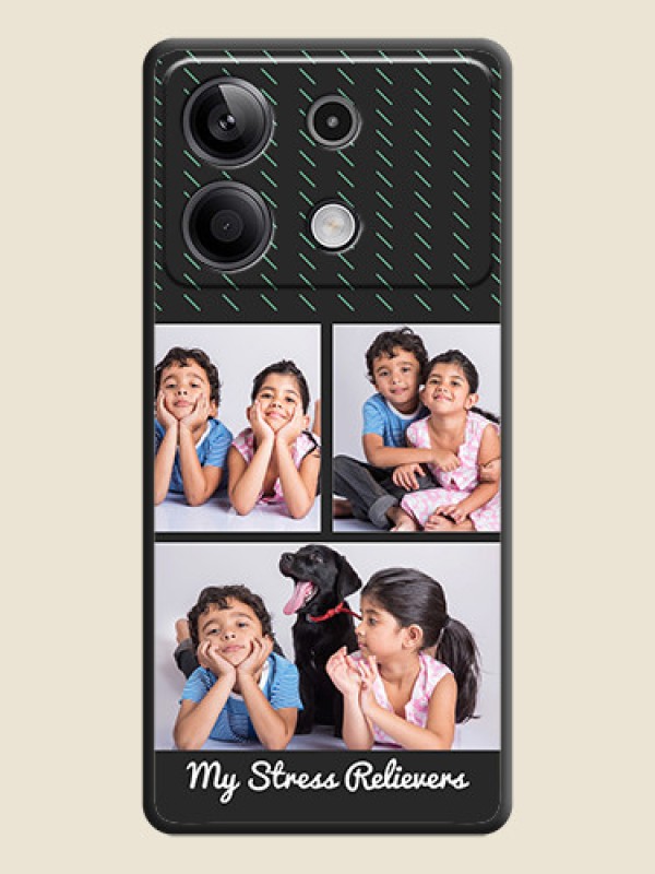 Custom Cross Dotted Pattern with 2 Image Holder on Personalised Space Black Soft Matte Cases - Redmi Note 13 5G