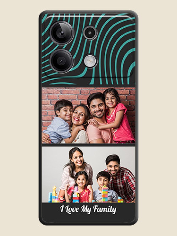 Custom Wave Pattern with 2 Image Holder on Space Black Personalized Soft Matte Phone Covers - Redmi Note 13 5G