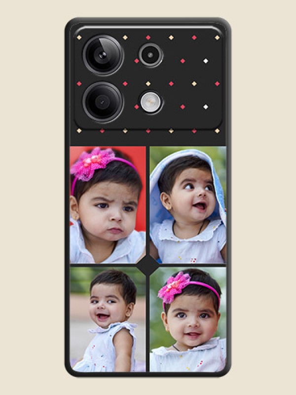 Custom Multicolor Dotted Pattern with 4 Image Holder on Space Black Custom Soft Matte Phone Cases - Redmi Note 13 5G