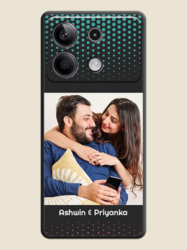 Custom Faded Dots with Grunge Photo Frame and Text on Space Black Custom Soft Matte Phone Cases - Redmi Note 13 5G