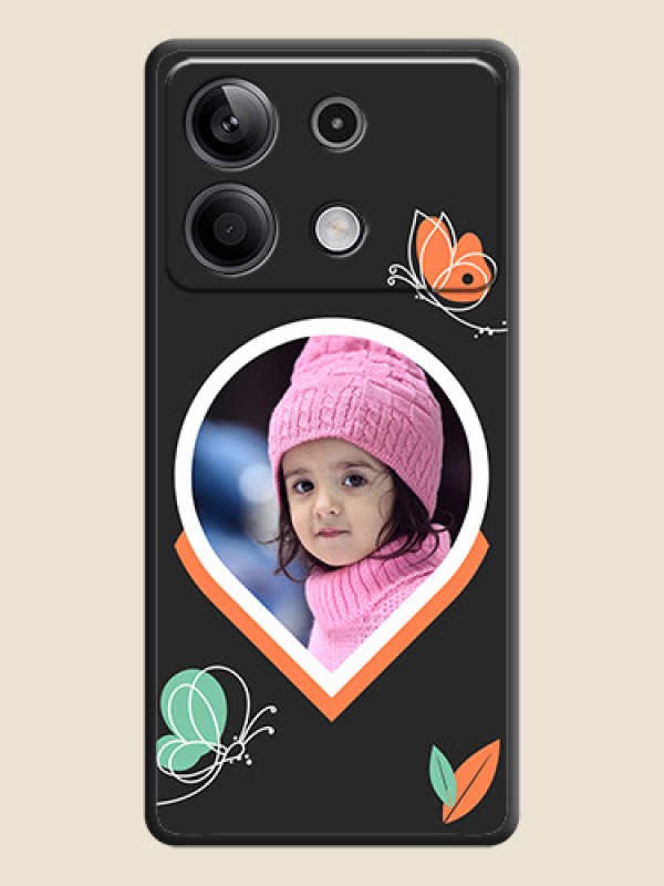 Custom Upload Pic With Simple Butterly Design On Space Black Personalized Soft Matte Phone Covers - Redmi Note 13 5G