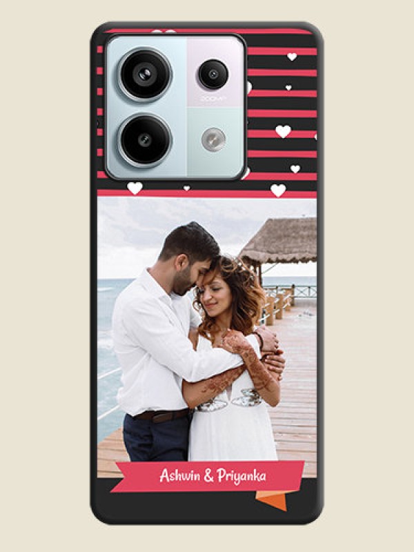 Custom White Color Love Symbols with Pink Lines Pattern on Space Black Custom Soft Matte Phone Cases - Redmi Note 13 Pro 5G