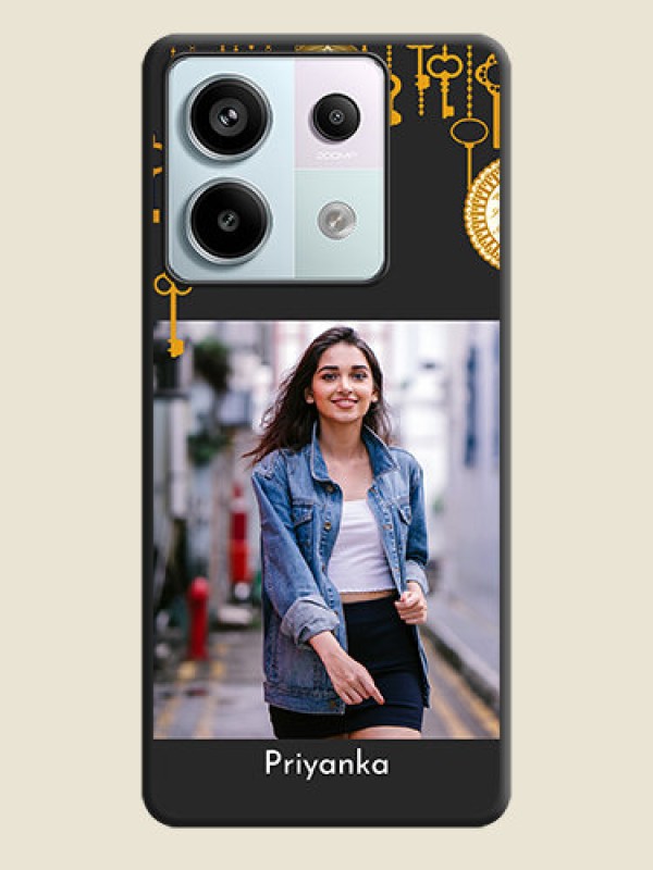 Custom Decorative Design with Text on Space Black Custom Soft Matte Back Cover - Redmi Note 13 Pro 5G