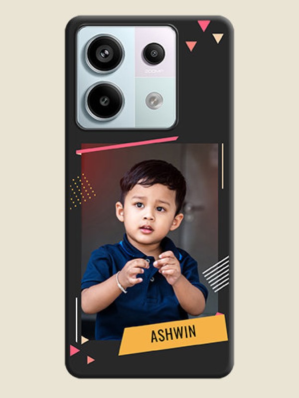 Custom Photo Frame with Triangle Small Dots - Photo on Space Black Soft Matte Back Cover - Redmi Note 13 Pro 5G